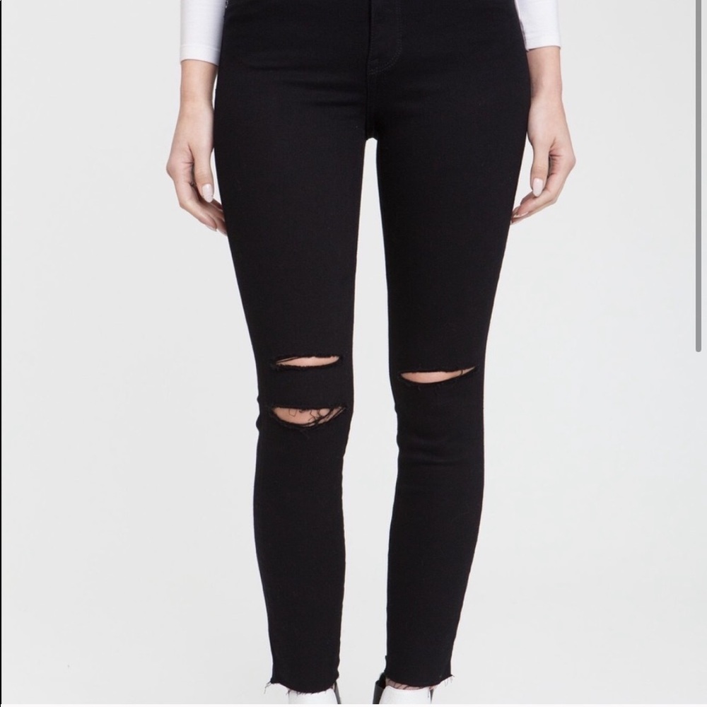 Pistola Black Distressed Skinny Jeans Ankle Fray